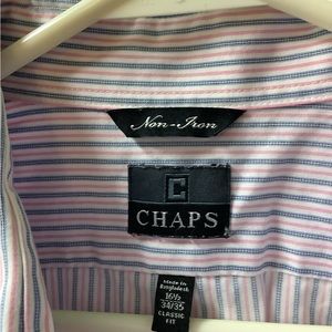 Men’s Chaps Pin Stripe button down Oxford shirt, Size Medium 15 1/2 34/35